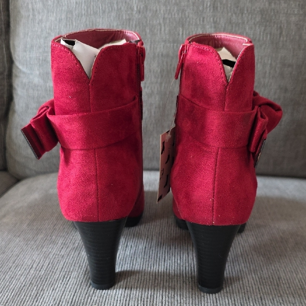 Elegant Women's Dark Red Suede Ankle Boots By Mysoft, Size 9, NWT, 3 Inch Heel - Picture 7 of 15